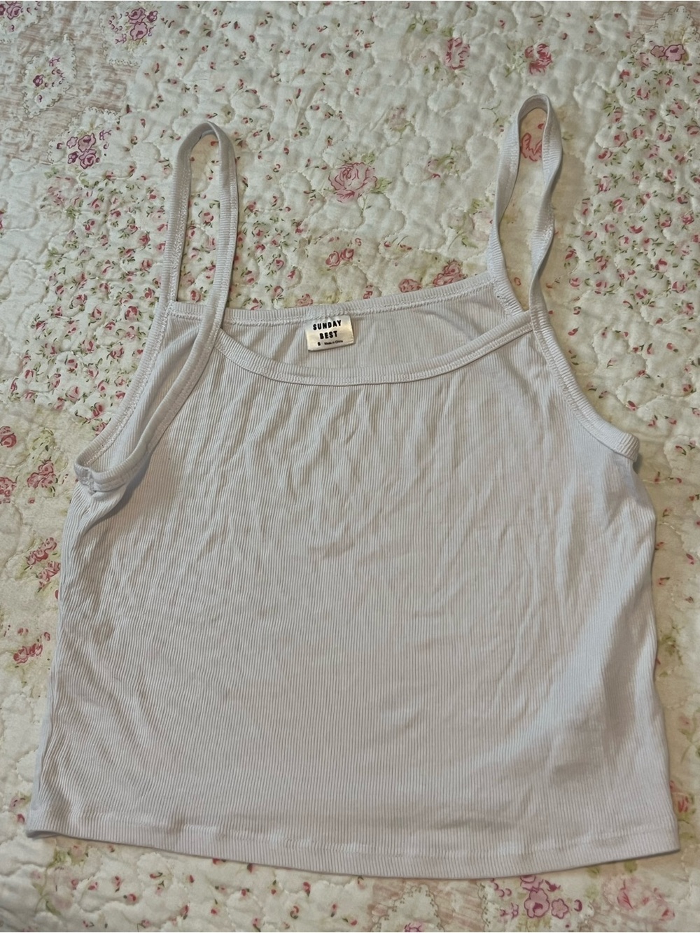 Sunday Best White Ribbed Tank Top